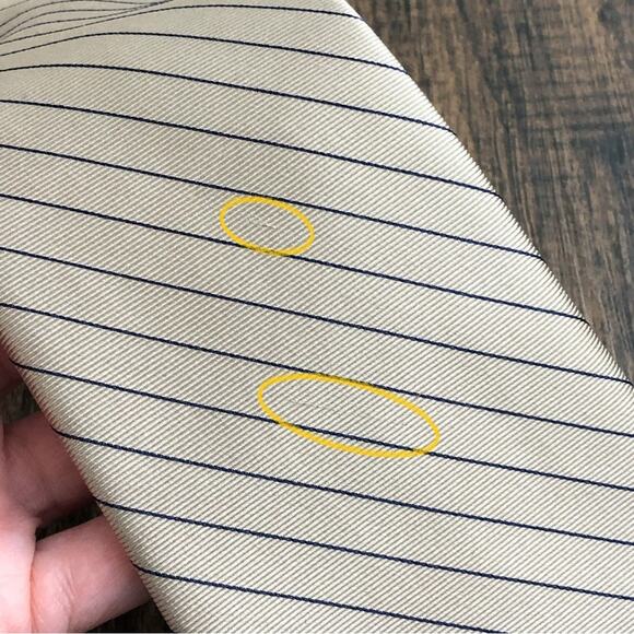 Michael Kors Neck Tie 100% Silk Pinstripe Business Professional Brown Blue - Picture 9 of 12